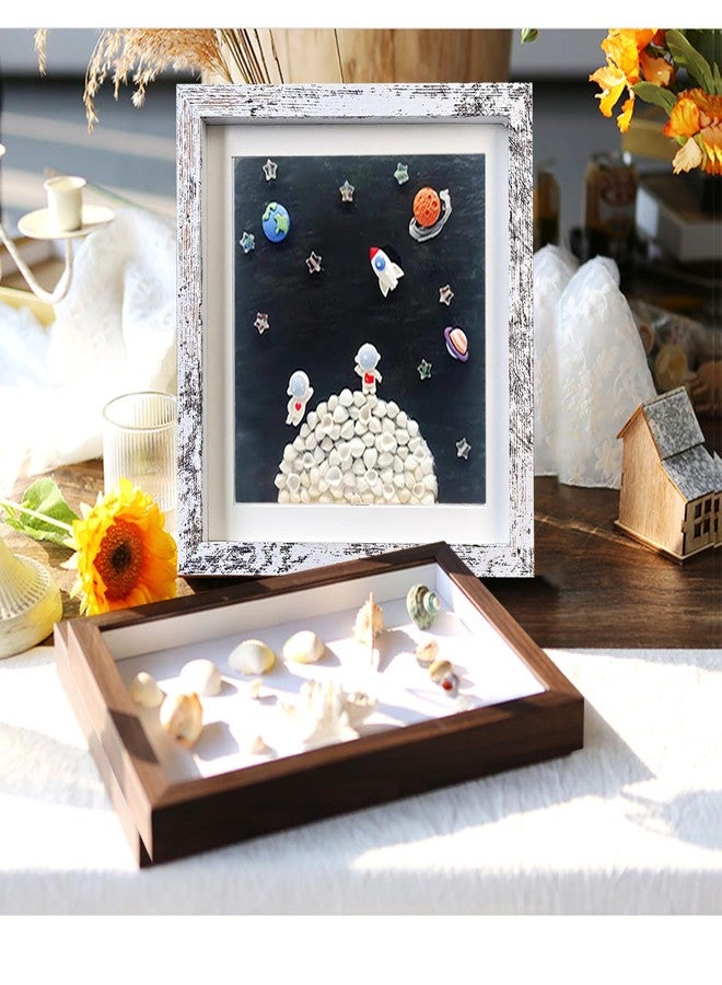 Houstimi Rustic 8x8 Shadow Box Frame White Shadow Box Display Case Made of Solid Wood and Real Glass Internal Depth 0.6 inches for Wall Or Tabletop（3 Pack） - Image 3